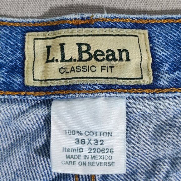 L.L.Bean jeans man's size 38X32 medium washed denim blue classic fit straight - Picture 6 of 12